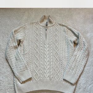 croft & barrow Men's Cream Cable-Knit Half-Zip Sweater